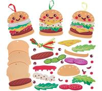 Baker Ross FN420 Kits assortis Burger - Paquet de 6, kits de décoration en mousse pour les loisirs créatifs des enfants