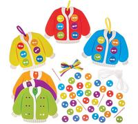 Baker Ross FN432 Kits de décoration pour cardigans à enfiler et lacer - Lot de 6, kits d'apprentissage de la couture pour enfants