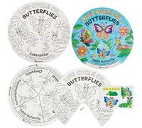 Baker Ross FN465 Roues autocollantes à colorier sur le cycle de vie des papillons - Lot de 5, STEM, science, mathématiques et aides à l'apprentissage pour les enfants et les écoles
