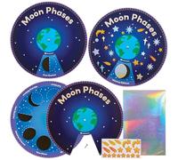 Baker Ross FN466 Kits de roues autocollantes sur les phases lunaires - Lot de 5, STEM, science, mathématiques et aides à l'apprentissage pour les enfants et les écoles