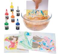 Baker Ross FN471 Lot de 6 encres à marbrer - Lot de 6, marbrure à l'eau pour les arts plastiques, création de motifs pour enfants