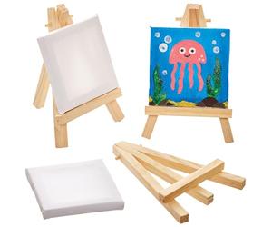 Baker Ross FN475 Mini toiles et chevalets - Lot de 3, petites toiles, kits cadeaux pour fêtes et cadeaux pour pochettes surprises