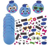 Baker Ross FN502 Kits d'aimants assortis « Myrtilles » - Lot de 10, kits de décoration en mousse pour les enfants