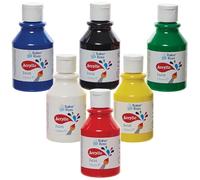 Baker Ross FN505 Peintures acryliques couleurs primaires, lot de 150 ml - Lot de 6, lot économique de bouteilles de peinture, peinture pour enfants
