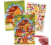 Baker Ross FN546 Scènes autocollantes pour cabane dans les arbres - Lot de 4, créez vos propres scènes autocollantes pour enfants, autocollants réutilisables