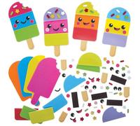 Baker Ross FN564 Kits d'aimants assortis Ice Lolly - Paquet de 8, kits de décoration en mousse pour les loisirs créatifs des enfants