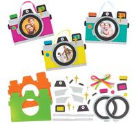 Baker Ross FN567 Kits de cadres photo rétro en forme d'appareils photo - Lot de 5, kits d'artisanat pour enfants