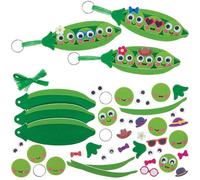 Baker Ross FN590 Kits de pendentifs et porte-clés « Pois dans une cosse » - Lot de 6, kits de bricolage amusants pour enfants, parfaits pour les cadeaux et pour personnaliser les sacs