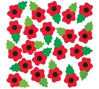 Baker Ross FN593 Autocollants en mousse Poppy - Lot de 120, autocollants lumineux et colorés pour le jour du Souvenir, idéaux pour le bricolage, les activités en classe et les décorations