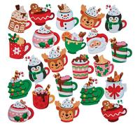 Baker Ross FN610 Autocollants en mousse pour tasses de chocolat chaud de Noël - Lot de 120, autocollants en mousse de Noël, parfaits pour le bricolage, les cartes et les décorations de Noël