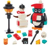 Baker Ross FN611 Briques de construction pingouin et bonhomme de neige - Lot de 2, kits de construction pour enfants pour créer des personnages festifs, idéal pour les jeux créatifs et les cadeaux