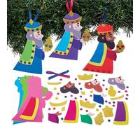 Baker Ross FN618 Kits de décoration assortis trois rois mages - Lot de 6, kits de bricolage de Noël chrétiens pour enfants pour créer des décorations de la Nativité