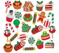 Baker Ross FN627 Autocollants en mousse « Douceurs de Noël » - Lot de 120 autocollants colorés parfaits pour les bricolages de Noël, les cartes et les décorations saisonnières