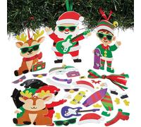 Baker Ross FN628 Kits de décoration Mix & Match Cool Christmas - Lot de 8 kits de bricolage festifs tendance pour créer des décorations de Noël élégantes