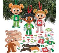 Baker Ross FN630 Kits de décoration Mix & Match Pyjamas de Noël - Lot de 8, kits de bricolage de Noël pour que les enfants créent des décorations amusantes sur le thème des pyjamas de Noël
