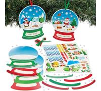 Baker Ross FN635 Kits de décorations de Noël personnalisées avec boule à neige - Lot de 6, kits de bricolage de Noël pour enfants pour créer des décorations personnalisables avec boule à neige