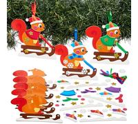 Baker Ross FN637 Kits de décoration assortis Écureuil de Noël - Lot de 8, kits créatifs pour enfants pour créer de jolies décorations sur le thème des écureuils