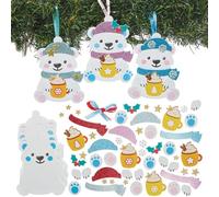 Baker Ross FN638 Kits de décoration Chocolat chaud et ours polaire - Lot de 8, kits de bricolage de Noël pour enfants pour créer de jolies décorations sur le thème des ours polaires