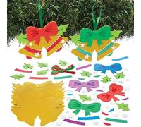 Baker Ross FN641 Kits de décoration assortis pour cloches de Noël - Lot de 8, kits de bricolage de Noël pour enfants pour créer des décorations en forme de cloches