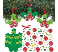 Baker Ross FN642 Kits de décoration Holly Berries Mix & Match - Lot de 8, kits de bricolage de Noël pour enfants pour créer des décorations colorées en forme de baies de houx
