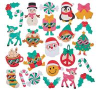 Baker Ross FN643 Autocollants en mousse Groovy Christmas - Lot de 120, autocollants festifs amusants et colorés, parfaits pour les bricolages de Noël