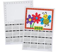 Baker Ross FN645 Lot de 12 feuilles de calendrier vierges 2026 pour personnaliser et personnaliser vos propres planificateurs 2026, idéal pour l'école, le bureau et les projets créatifs