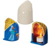 Baker Ross FN652 Bougeoirs en céramique pour Bougies Chauffe-Plat, Lot de 2, décorés de Motifs Classiques de la Nativité