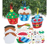 Baker Ross FN670 Kits de décoration pour cupcakes de Noël - Lot de 8, kits de bricolage de Noël pour décorer les cupcakes des fêtes