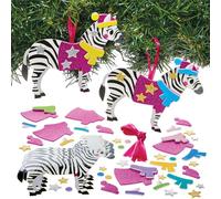 Baker Ross FN677 Kits de décoration assortis pour Noël Zebra - Lot de 8, kits DIY amusants pour que les enfants créent des décorations festives sur le thème des zèbres