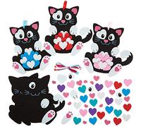 Baker Ross FX116 Kits de décoration chatons cœur d'amour - lot de 5, Décorations en mousse pour la Saint-Valentin.