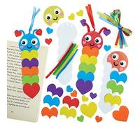 Baker Ross FX455 Kits de marque-pages chenille arc-en-ciel cœur d'amour Kits - Lot de 8, Autocollant en mousse pour les enfants
