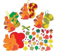 Baker Ross FX577 Ecureuil Feuillu Kit de Décoration - Lot de 5, Décoration d'Automne pour les Enfants