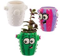 Baker Ross FX580 Mini pots à succulentes en céramique Cactus - Boîte de 4, Peignez votre propre pot de fleurs