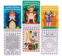 Baker Ross FX638 Livres d'activités Tudors et Stuarts - Lot de 8, livres d'autocollants pour remplir les sacs de fête pour les enfants