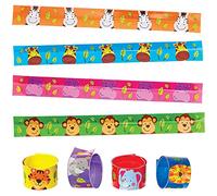 Baker Ross FX660 Bracelets encliquetables animaux de la jungle - Lot de 8, pour remplir les sacs de fête des enfants