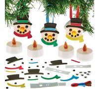 Baker Ross FX800 Kits de décoration à bougies à Led pour bonhomme de neige - Paquet de 4, Guirlandes illuminées Décorations de Noël et artisanat