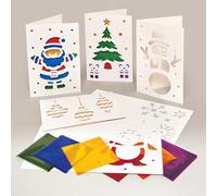 Baker Ross FX849 Kit de cartes de Noël en verre teinté - Lot de 6, kit de création de cartes de Noël pour les enfants