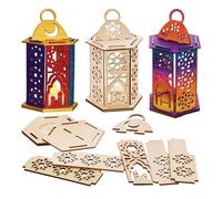Baker Ross FX935 Kits de lanternes en bois pour le Ramadan - Paquet de 3, Kits d'éducation religieuse et d'artisanat pour les enfants