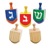 Baker Ross FX939 Dreidels en bois - paquet de 5, kits d'éducation religieuse et d'artisanat pour les enfants