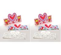 Baker Ross FX954 Hearts Colour In Cards - Pack of 10, Valentines Craft Kits for Kids (Cartes à colorier pour la Saint-Valentin) (Lot de 2)