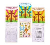 Baker Ross FX977 Livres d'activités d'autocollants de la Semaine Sainte - Lot de 8, livres d'autocollants chrétiens pour les enfants
