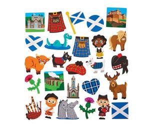 Baker Ross FX991 Autocollants en mousse pour l'Ecosse - Pack de 150, Autocollants pour l'Ecosse pour le bricolage et les cartes pour enfants