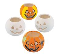 Baker Ross H1582 Lot de 3 photophores en céramique en Forme de Citrouille pour Enfants à décorer et à Exposer