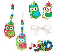 Baker Ross Hibou Decoration Noel à Perles - Lot de 4, Decoration de Noel (FX367)