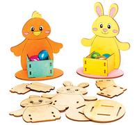 Baker Ross Kits coquetiers en bois lapins et poussins (paquet de 4)