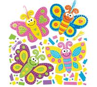 Baker Ross Kits d’illustration papillons en mosaïque (lot de 4) - Mosaïque autocollante pour enfants.