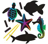Baker Ross Kits d'Aimants Vie Marine pour Réfrigérateur à Gratter que les Enfants pourront Confectionner et Personnaliser pendant leurs Loisirs Créatifs de l'Été, puis Afficher (Lot de 12)