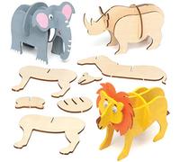 Baker Ross Kits de bricolage en bois animaux de la jungle (Paquet de 5) - Loisirs créatifs à thème pour enfants