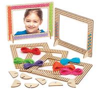 Baker Ross Kits de cadre photo en bois au point de croix (Paquet de 4) - Loisirs créatifs à thème pour enfants