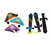 Baker Ross Kits de Chapeaux Pirates et Cache-œils à fabriquer (Lot de 3) - Loisirs créatifs pour Enfants ET142 & Lot de 6 épées à gratter